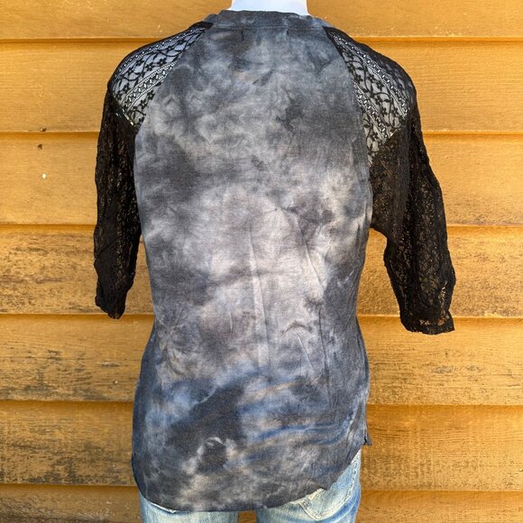 Scrapbook California West Coast Tie Dye 3/4 Lace Sleeved Shirt Size M - Picture 4 of 8